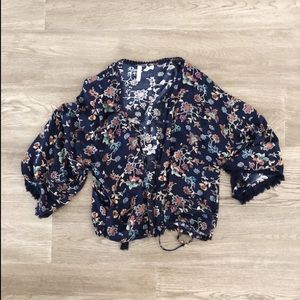 Xhilaration Kimono Style Floral Print Zip Up Cover